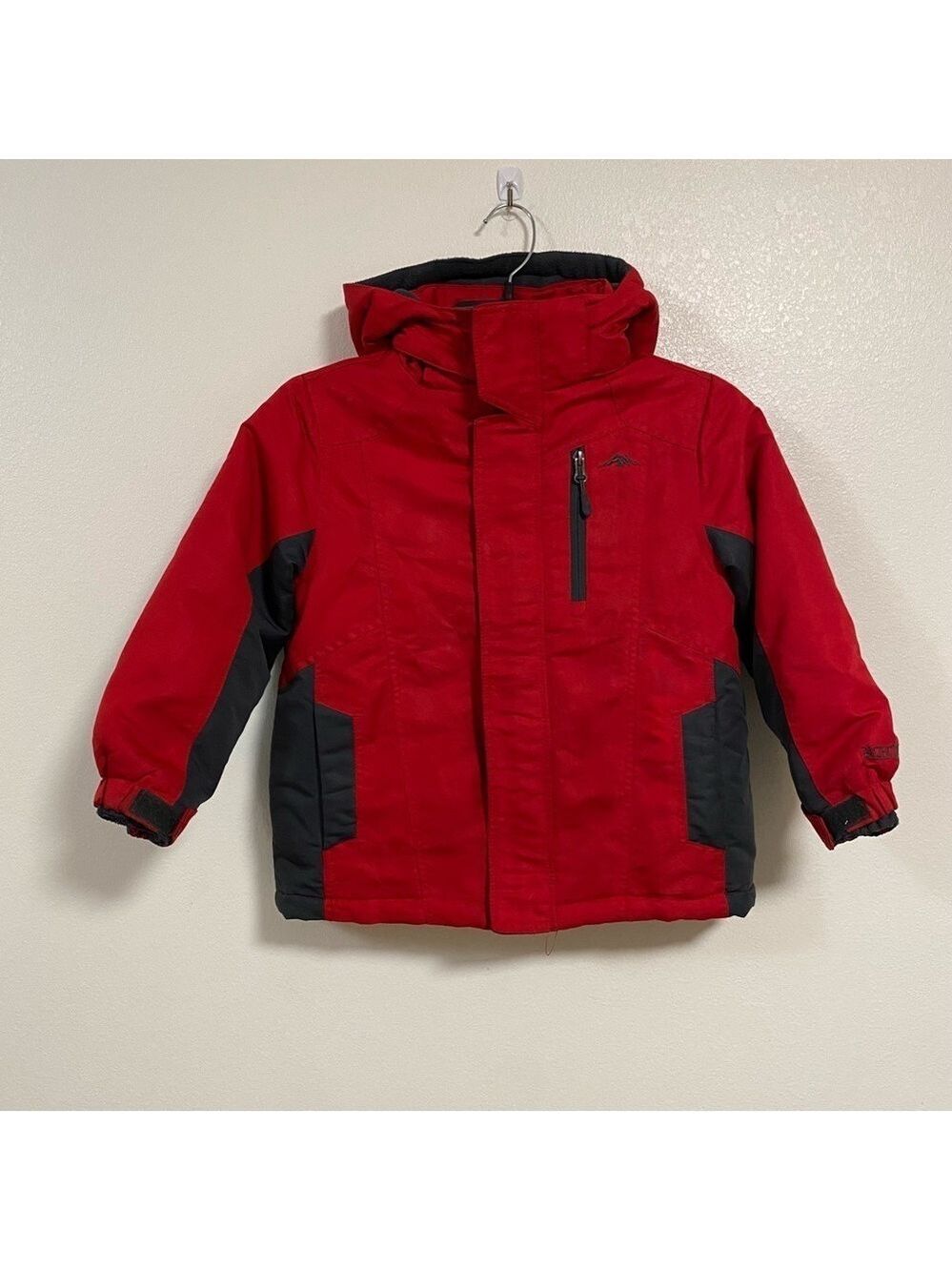 Pacific Trail Jacket Kids Size Medium 5/6 Red Gray Hooded Winter jacket